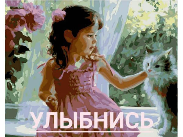 Картина по номерам девочка с котенком