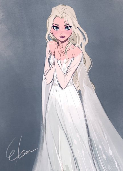 Elsa Frozen 2 в белом платье