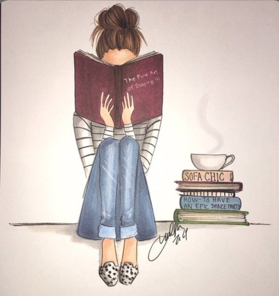Девушка с книгой иллюстрация