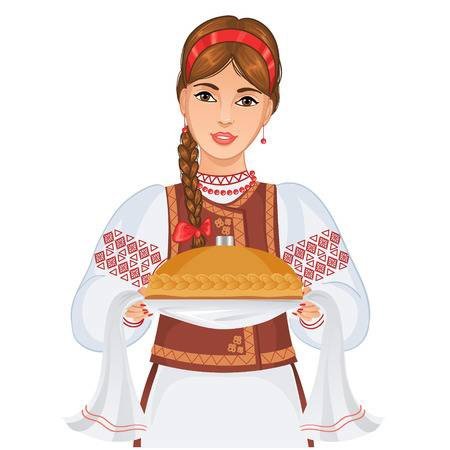 Девушка с караваем для детей