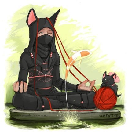 Медитирующий кот арт