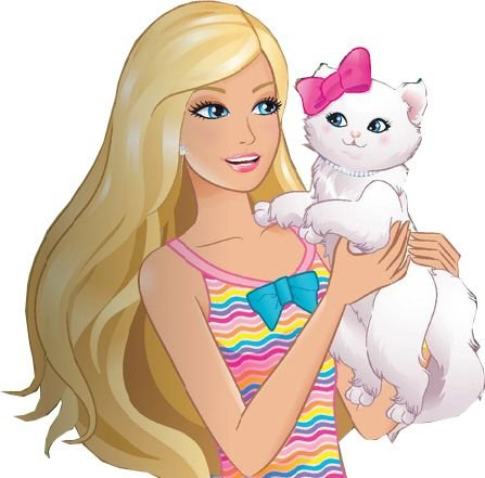 Барби с собачкой на белом фоне