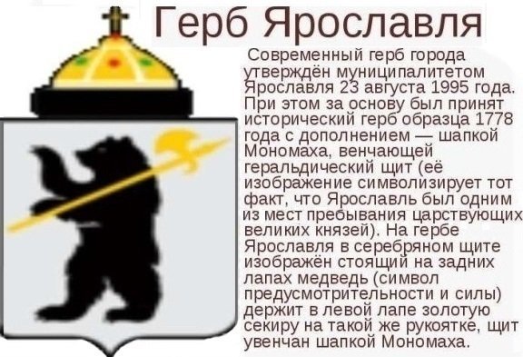 Герб города Ярославль описание для детей