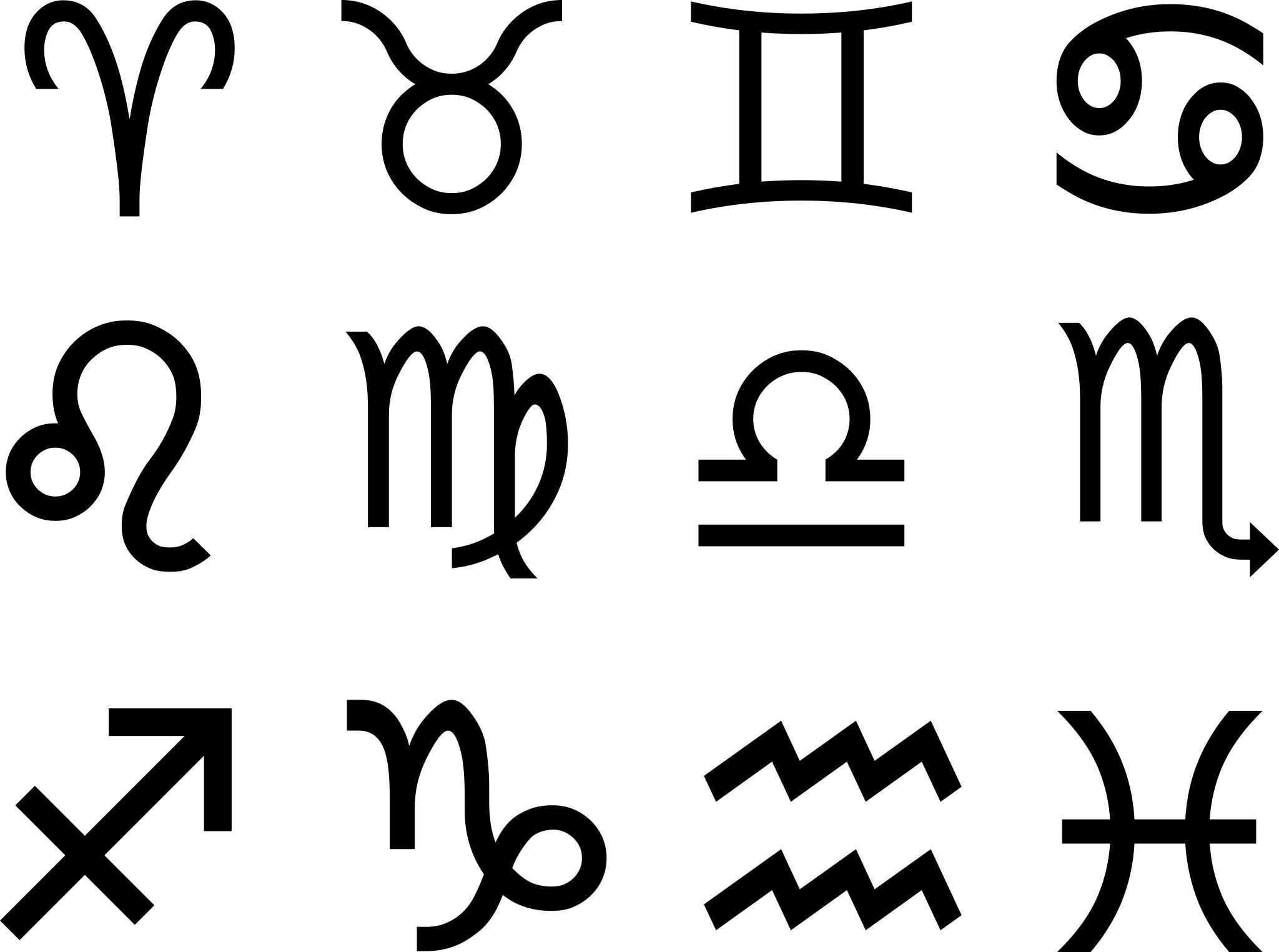 Как выглядят знаки зодиака символы