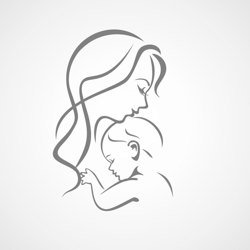 Мать и дитя контурный рисунок (36 фото)