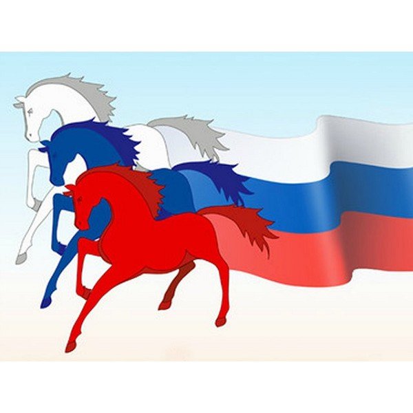 Лошади с российским флагом