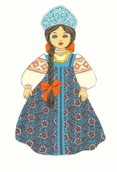 Рисование кукла в национальном костюме русской