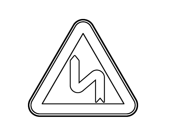 Знак опасный поворот раскраска
