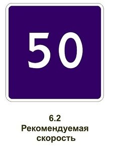 Знак Рекомендуемая скорость