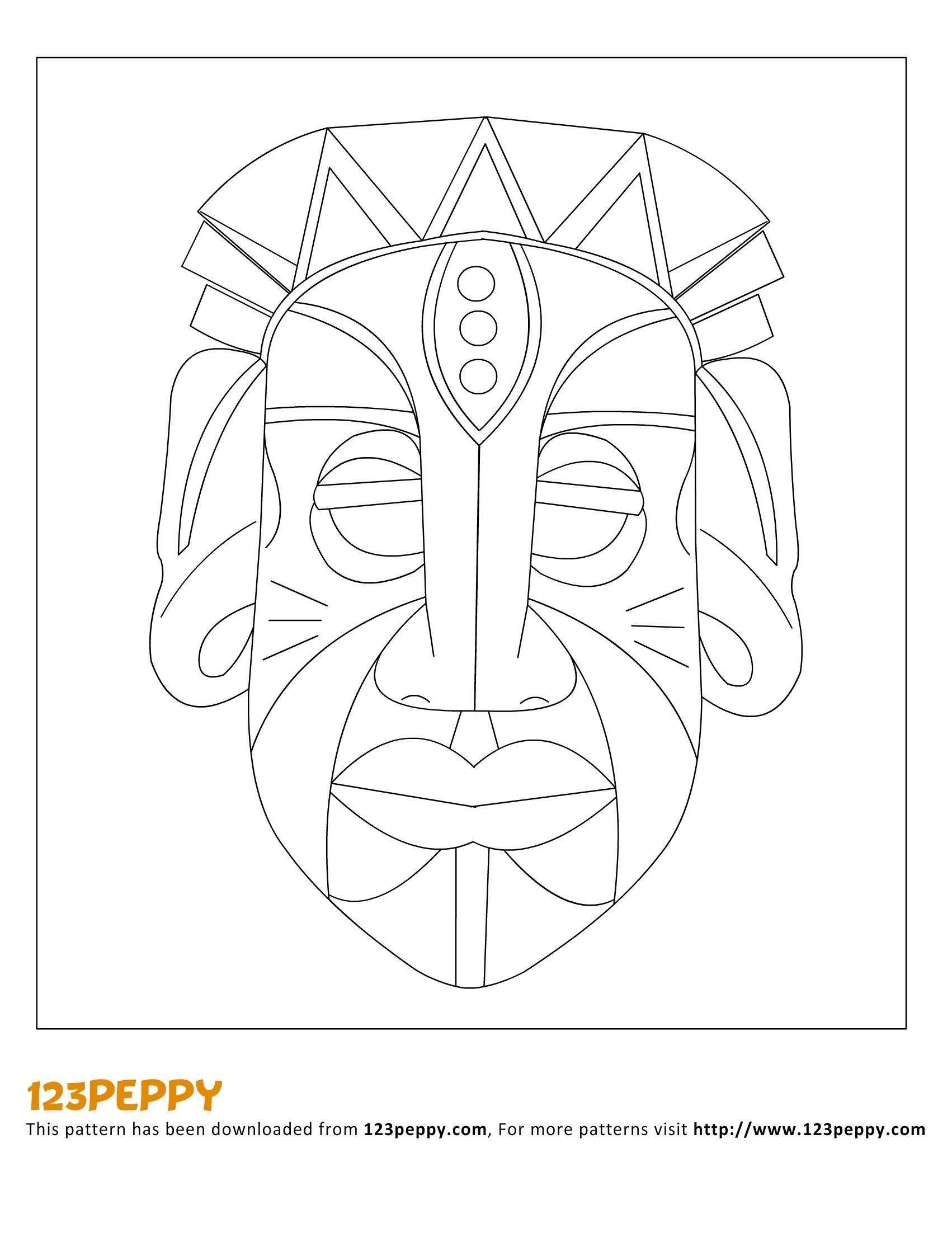 Иллюстрация Копия африканской маски (из бумаги) в стиле классика |