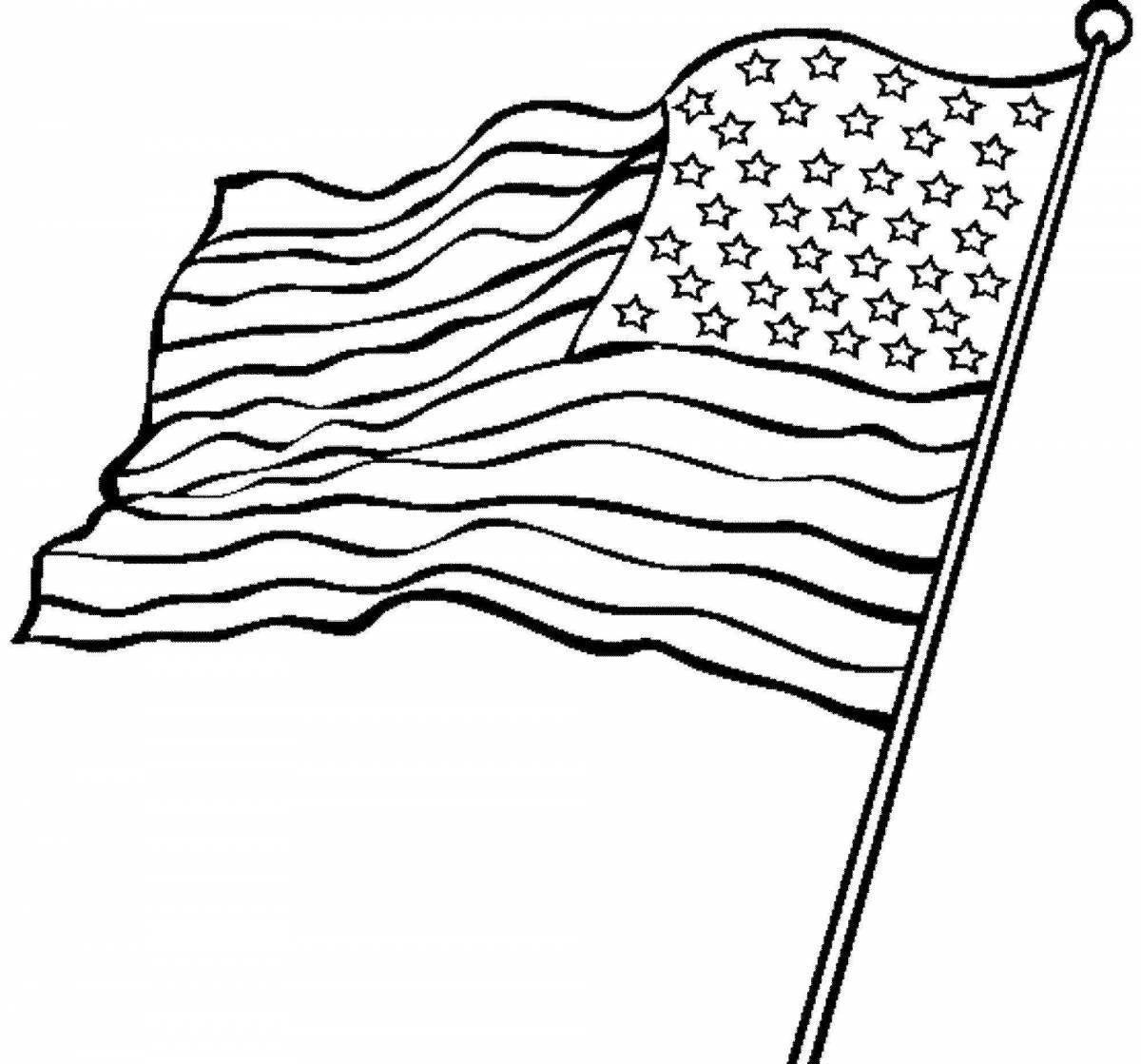 Изолированная страница раскраски американского флага для детей | Премиум векторы