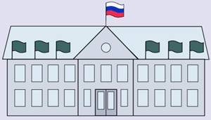 Флаг с нарисованным зданием