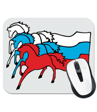Лошади с российским флагом