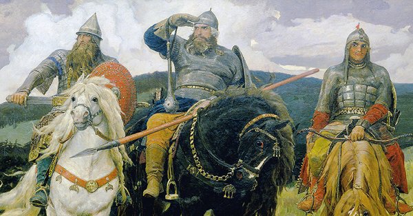 (Илья Муромец, Алеша Попович, Добрыня Никитич, Святогор – богатырь).