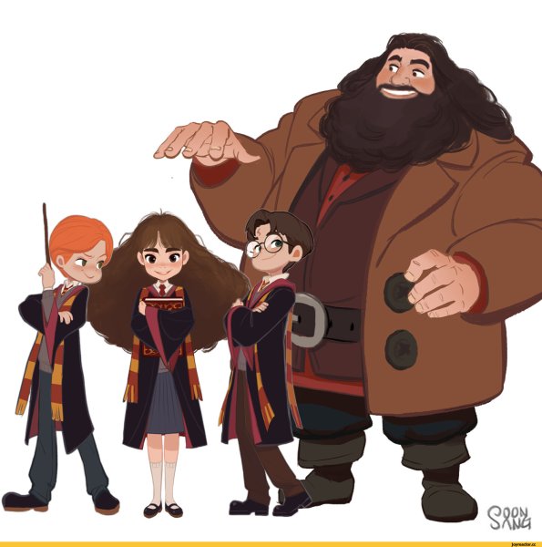Гарри Поттер Гермиона Рон и Хагрид