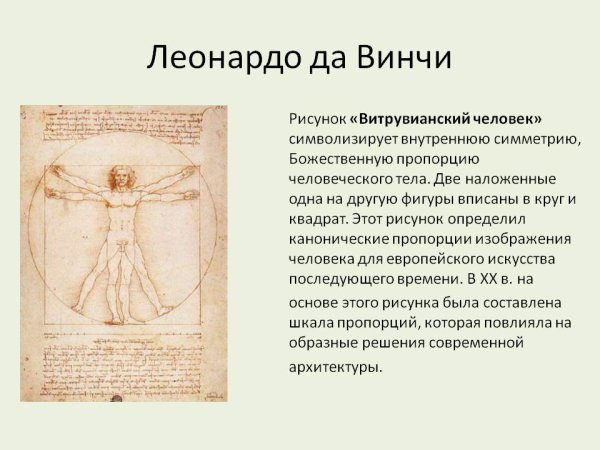 Леонардо да Винчи человек Витрувианский человек