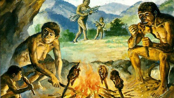 Человек прямоходящий у костра