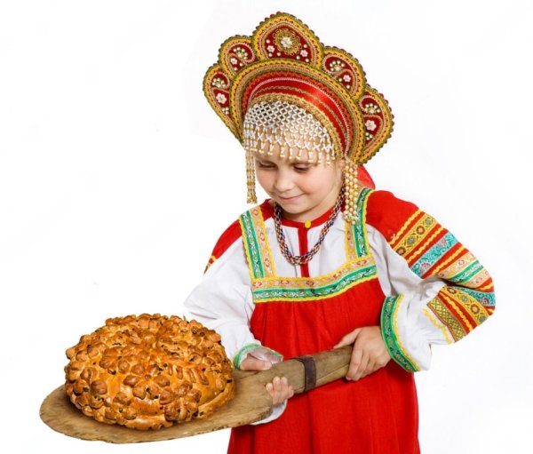 Русская красавица с караваем