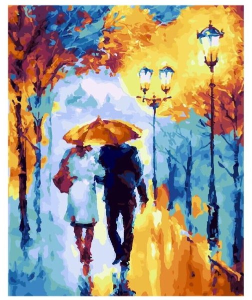 Картина влюбленная пара под зонтом