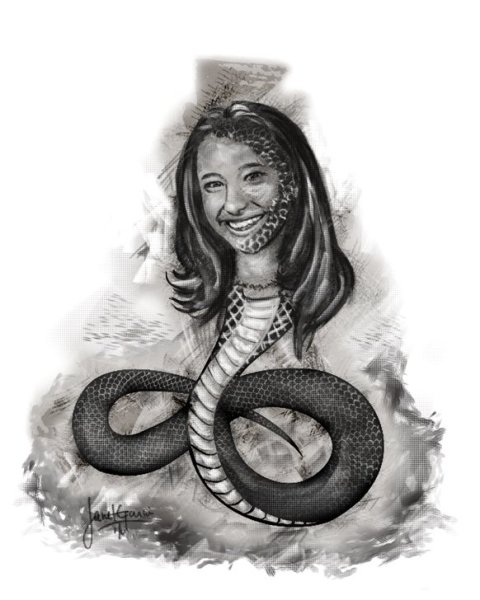 Девушка со змеей эскиз