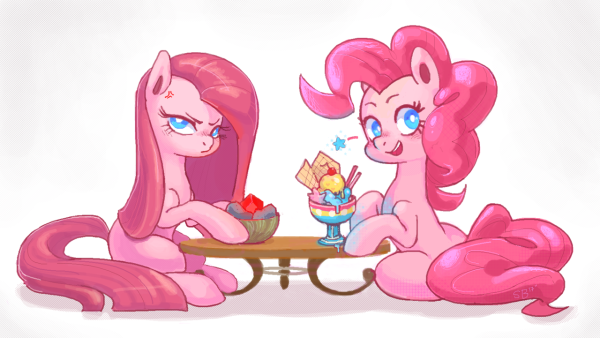 Pinkamena and Pinkie pie
