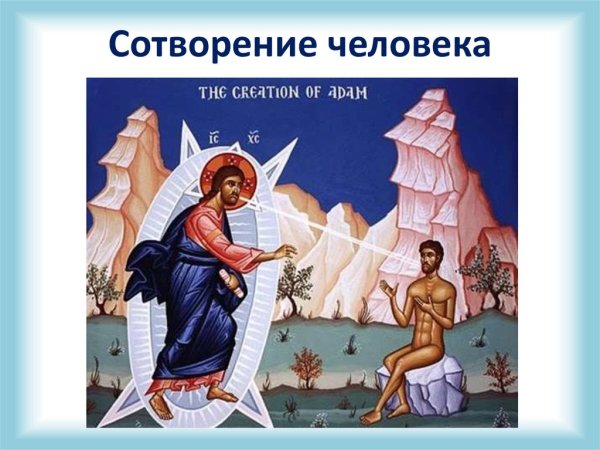 Православная икона Бог сотворил Адама
