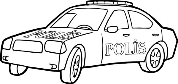 Раскраска Полицейская машина с мигалкой сбоку