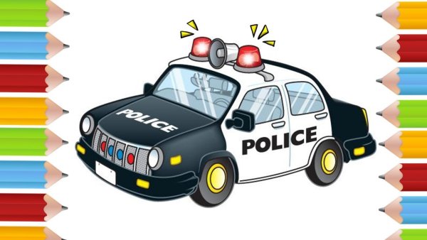 Полиция машина мультяшная