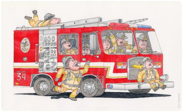 Пожарная машина арт