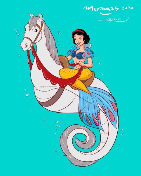 Disney принцессы русалки на лошадях
