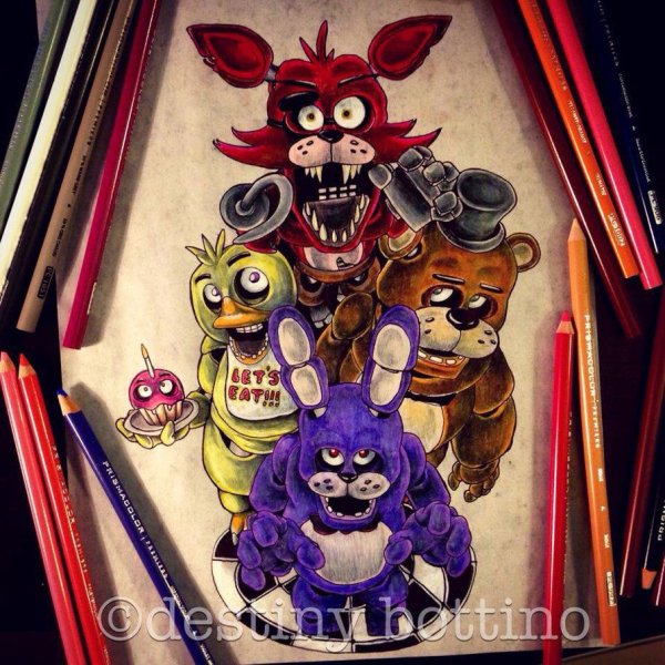 Арты FNAF маркерами