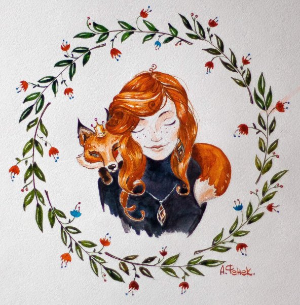 Рыжая девушка рисунок