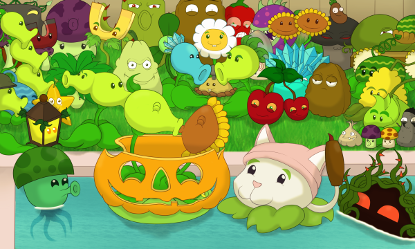 Plants vs Zombies Горохострел и подсолнух