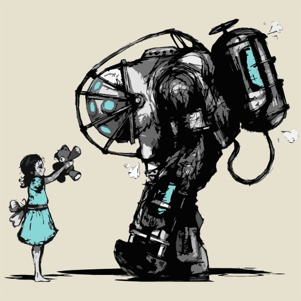 Bioshock Art большой папочка сестричка
