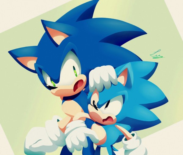 Classic Sonic and Modern Sonic