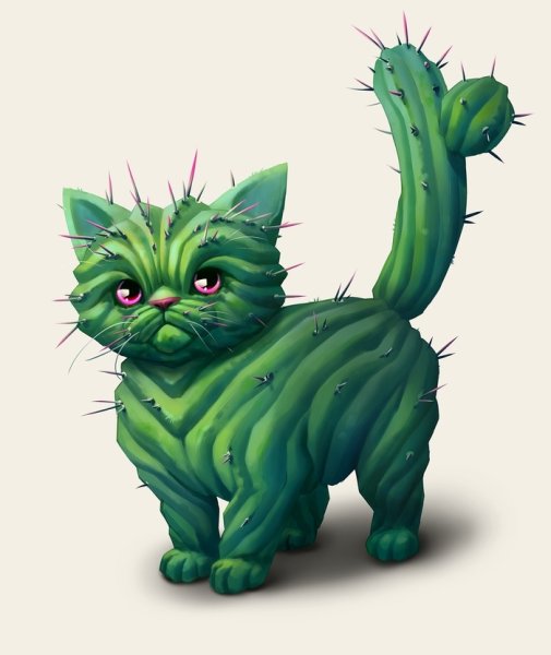 Кошка Кактус арт
