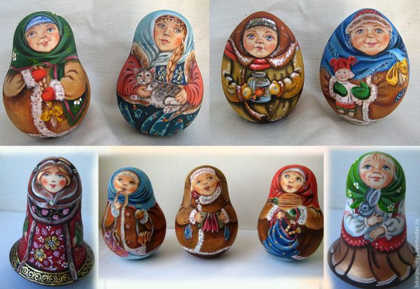Неваляшки деревянные расписные