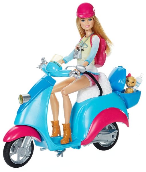 Набор Barbie путешественница на голубом скутере, 29 см, dmr50