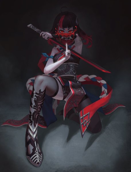 Oni демон Самурай girl аниме