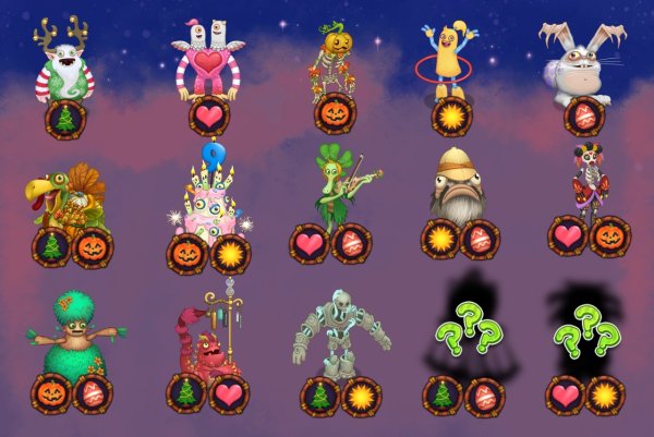 Таблица монстров my singing Monsters