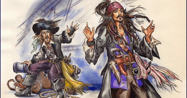 Пираты Карибского моря Джек Воробей и Барбосса