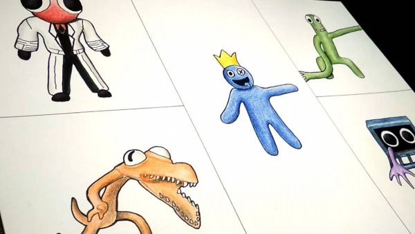 Радужные друзья рисунок карандашом из игры