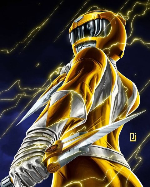 Желтый Power Rangers арт Mighty Morphin