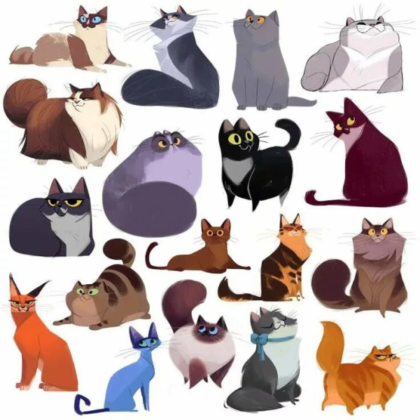 Коты в мультяшном стиле