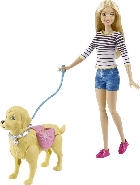 Кукла Barbie прогулка с питомцем, 29 см, dwj68