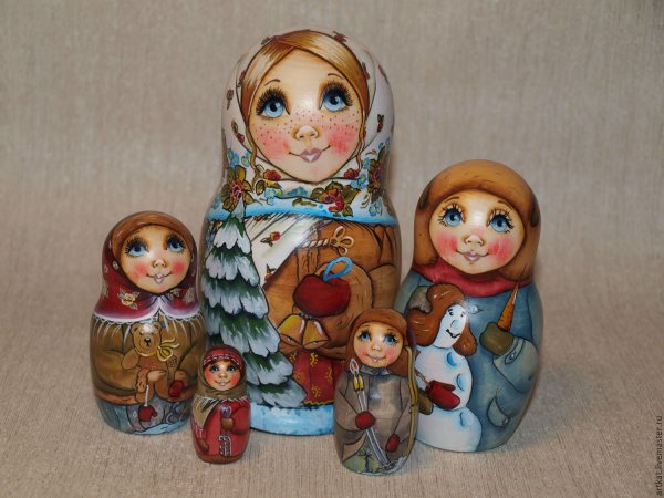 Зимние матрешки роспись