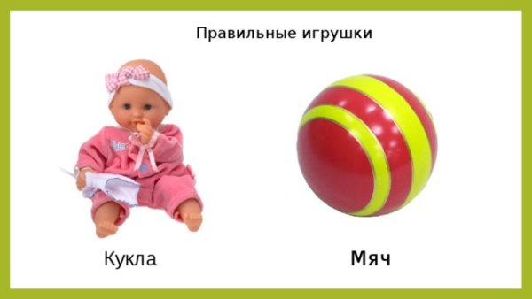 Кубик, кукла, машина, мячик