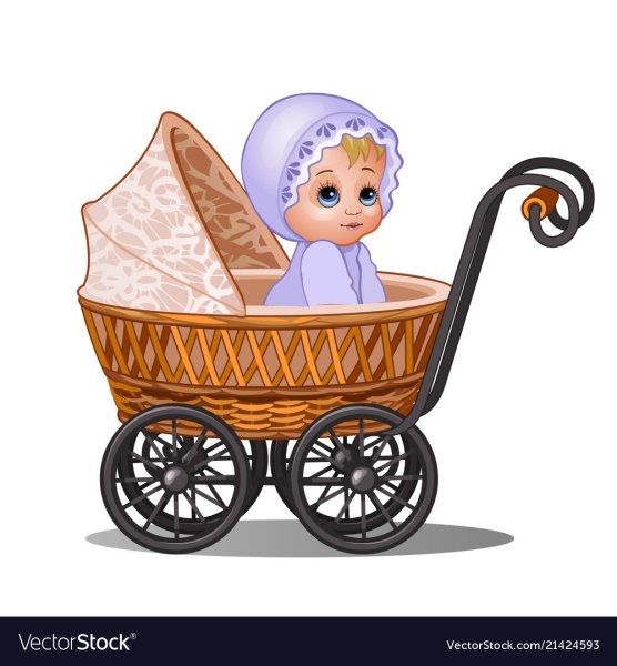 Младенец девочка в коляске вектор