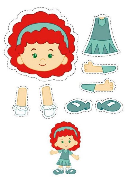 Кукла аппликация из бумаги