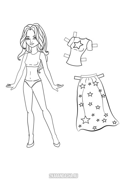 Раскраска Барби с одеждой
